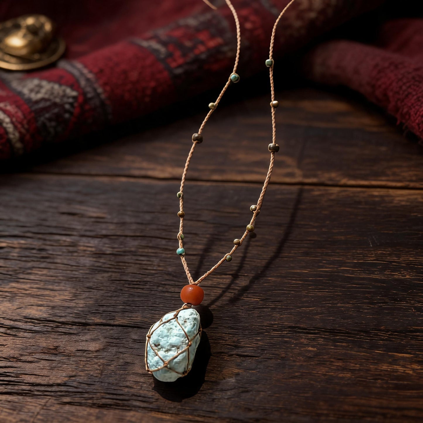 Kailash Raw Turquoise Talisman Necklace natural crystal detail