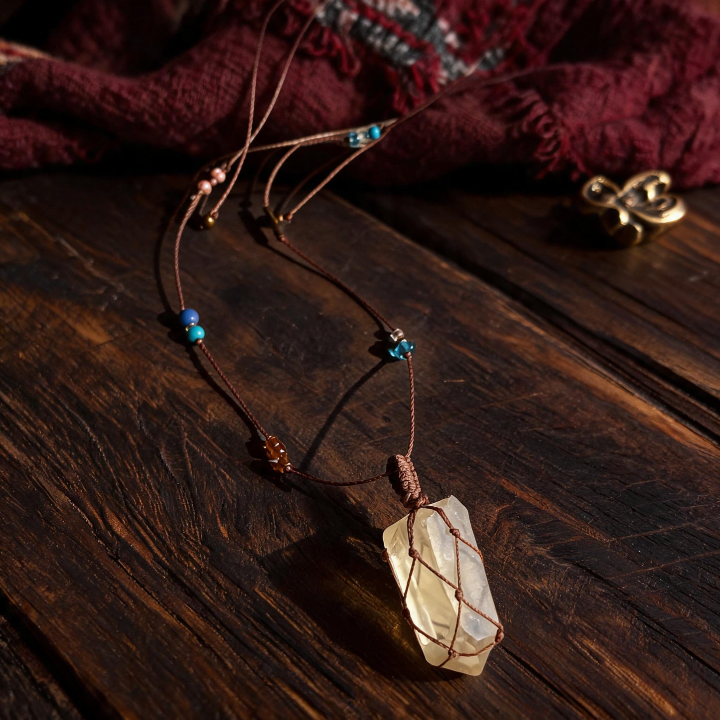 Kailash Raw Citrine Talisman Necklace No. 08 front hero view