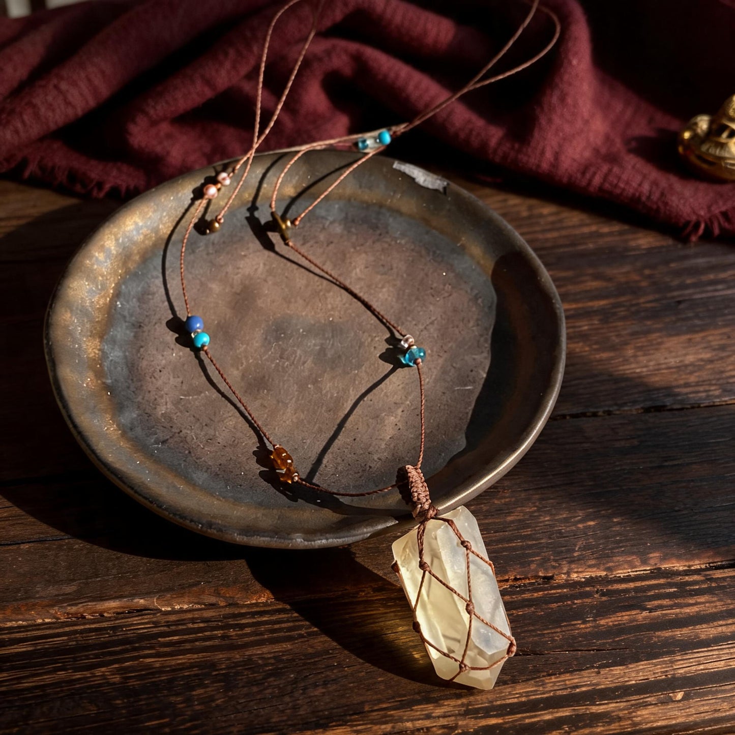 Kailash Raw Citrine Talisman Necklace No. 08 natural crystal detail