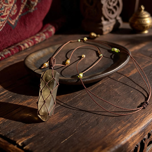 Kailash Raw Smoky Quartz Talisman Necklace No. 09 front hero view