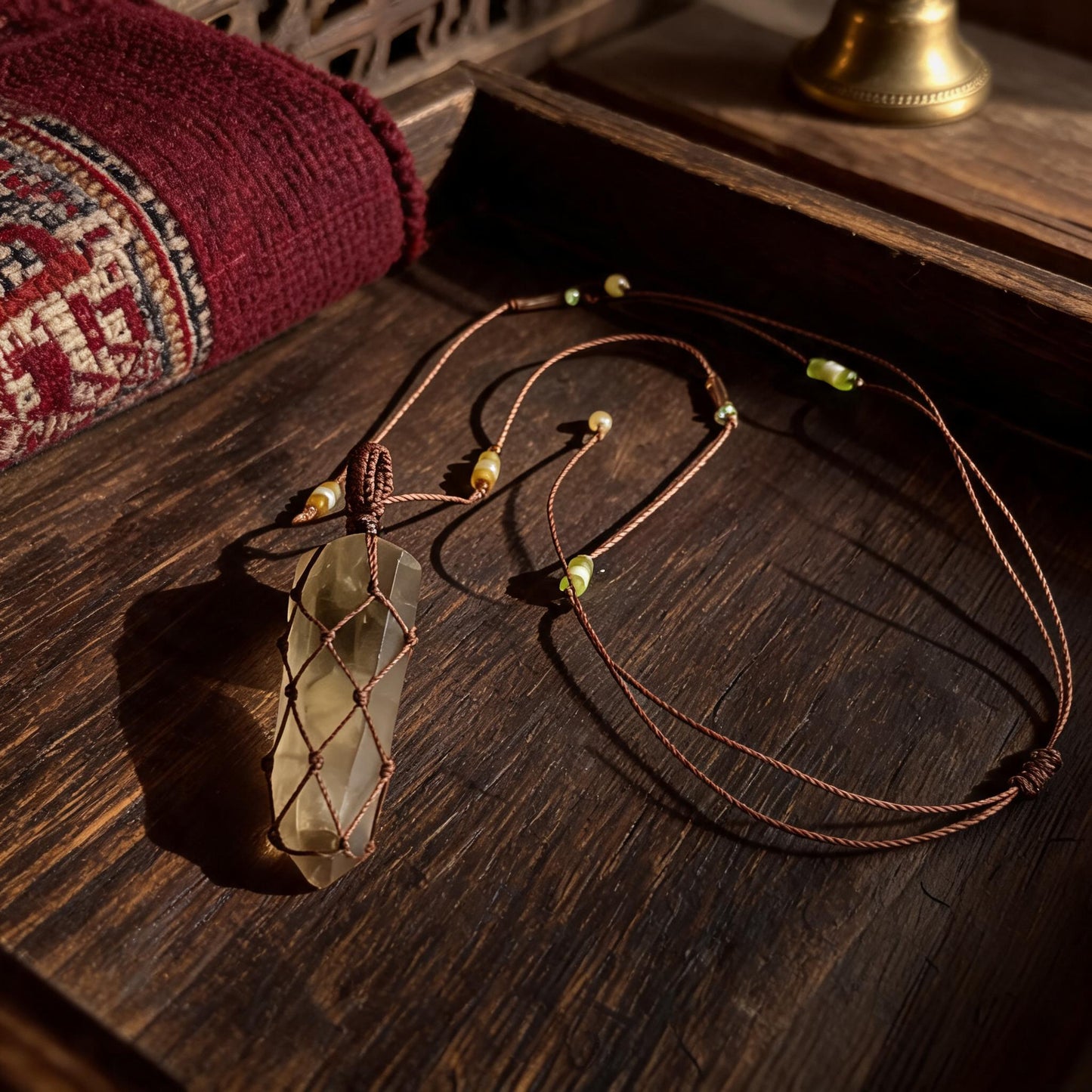 Kailash Raw Smoky Quartz Talisman Necklace No. 09 three-quarter view
