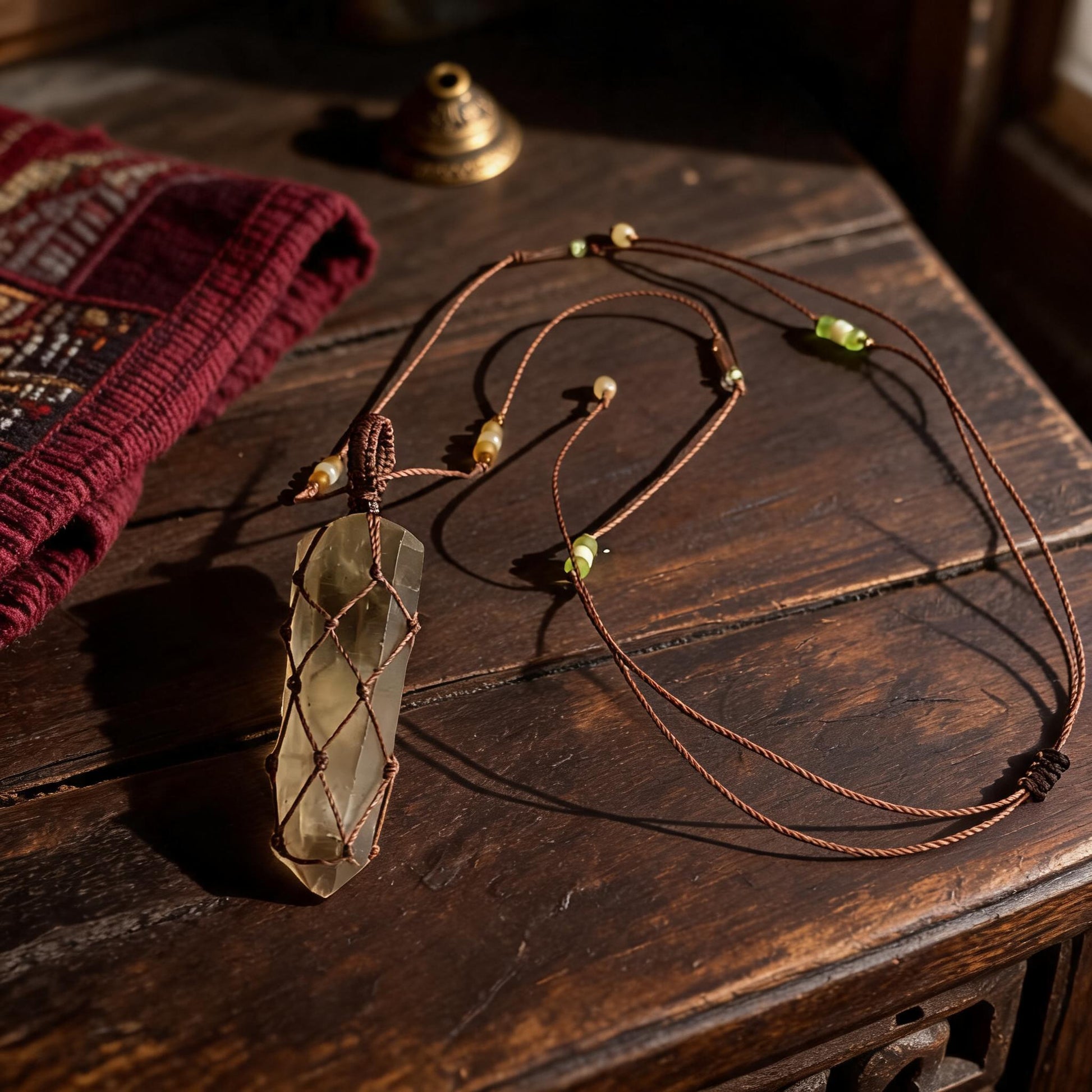 Kailash Raw Smoky Quartz Talisman Necklace No. 09 natural crystal detail
