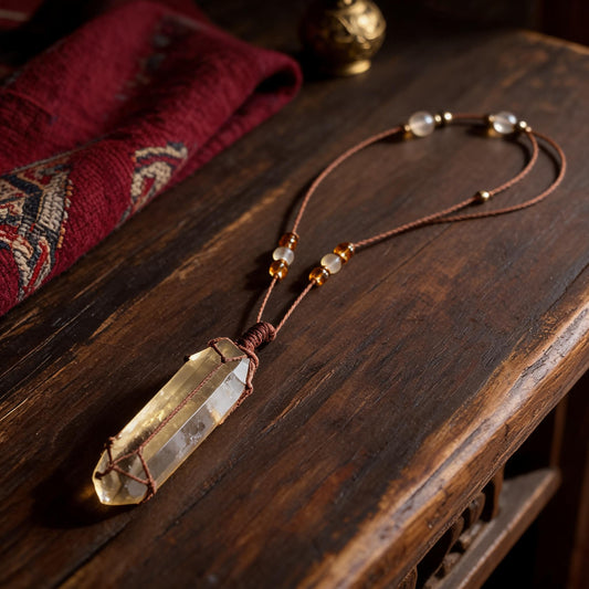 Kailash Raw Smoky Quartz Talisman Necklace No. 10 three-quarter view
