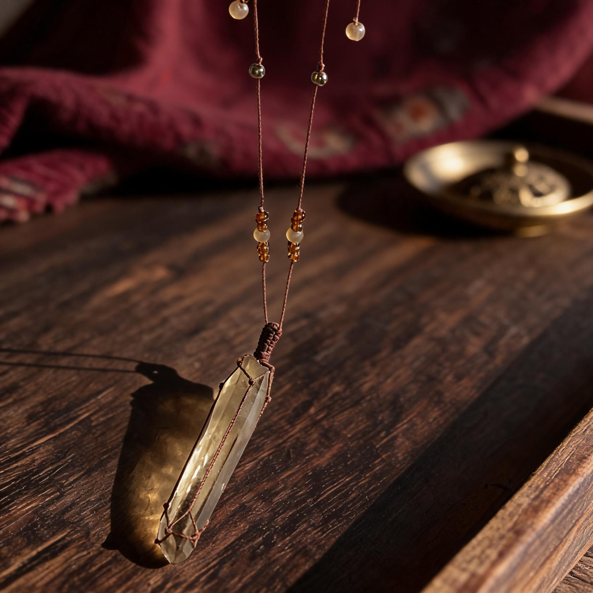 Kailash Raw Smoky Quartz Talisman Necklace No. 10 natural crystal detail