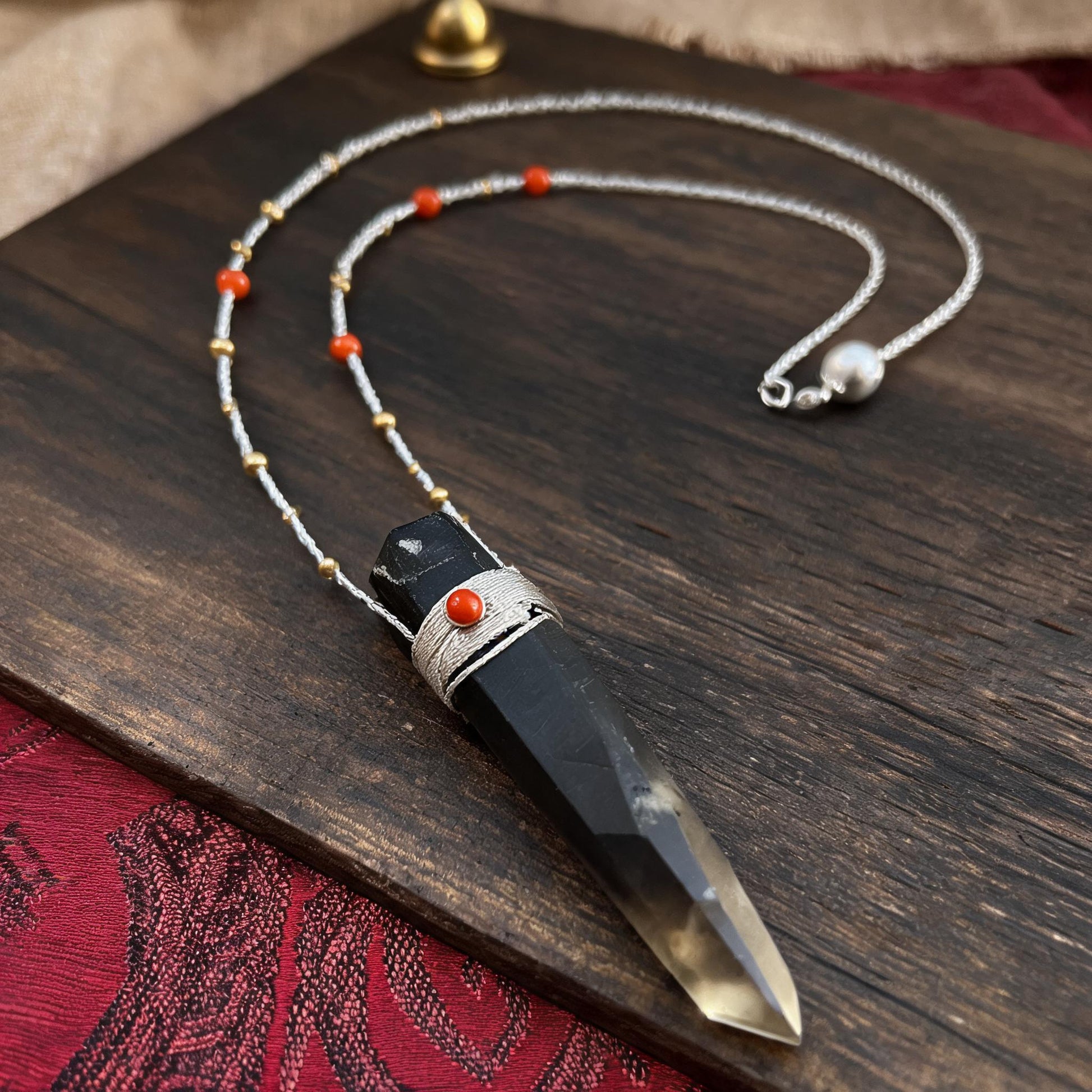 Kailash Black Smoky Quartz Point Necklace front hero view