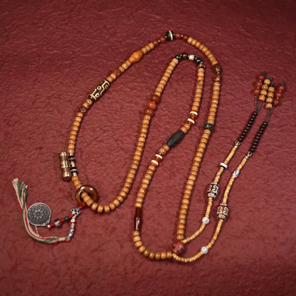 Handcrafted Star and Moon Bodhi Long Necklace - complete necklace