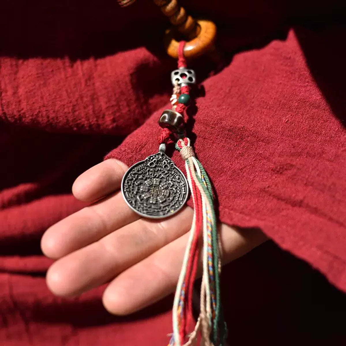 Handcrafted Star and Moon Bodhi Long Necklace - pendant and tassel