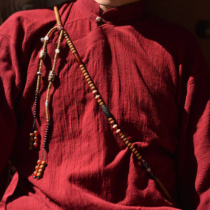 Handcrafted Star and Moon Bodhi Long Necklace - crossbody scale
