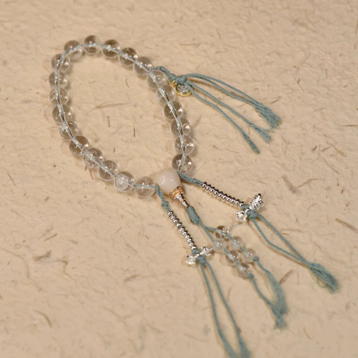Handcrafted Himalayan Clear Quartz 21-Bead Mala - complete mala