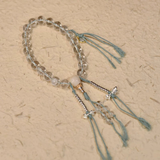Handcrafted Himalayan Clear Quartz 21-Bead Mala - complete mala