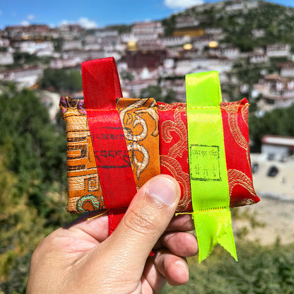 Tibetan brocade amulet - Three Realms - actual design reference