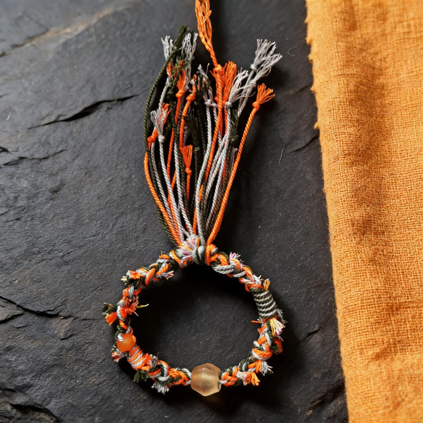 Zhu Xia hand-braided glass bead bracelet adjustable closure view