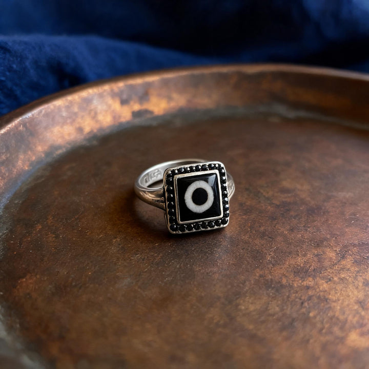 Handcrafted One-Eyed Dzi S925 Adjustable Ring - Style 6