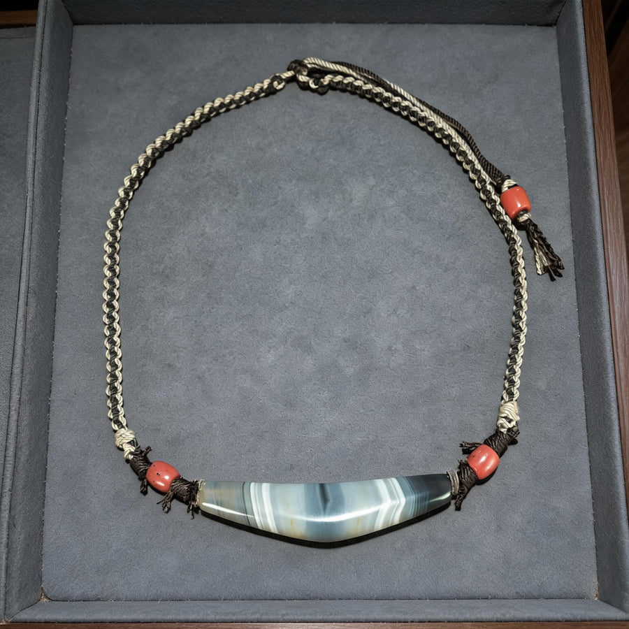Collector-Grade Banded Horn-Form Dzi Necklace | One of One - front hero