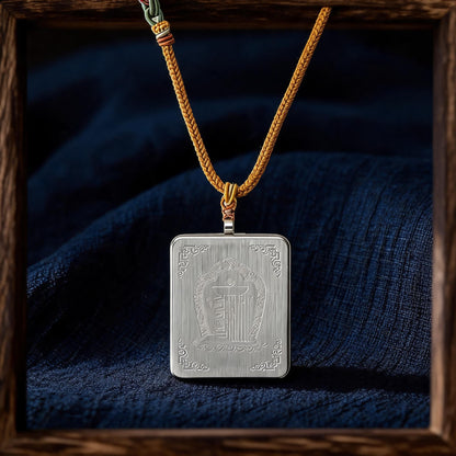 Yellow Jambhala thangka pendant necklace side view