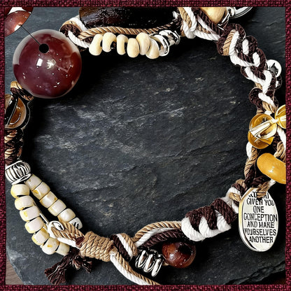 Wine Purple Large-Bead Agate Braided Bracelet texture close-up