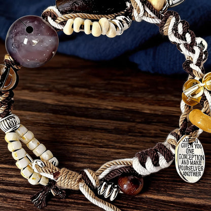 Deep Purple Large-Bead Agate Braided Bracelet texture close-up