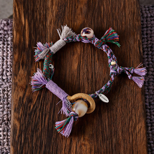 Dream Purple Agate Braided Bracelet front full view