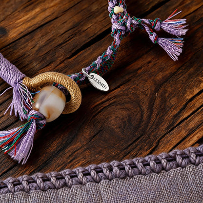 Dream Purple Agate Braided Bracelet braid and charm detail