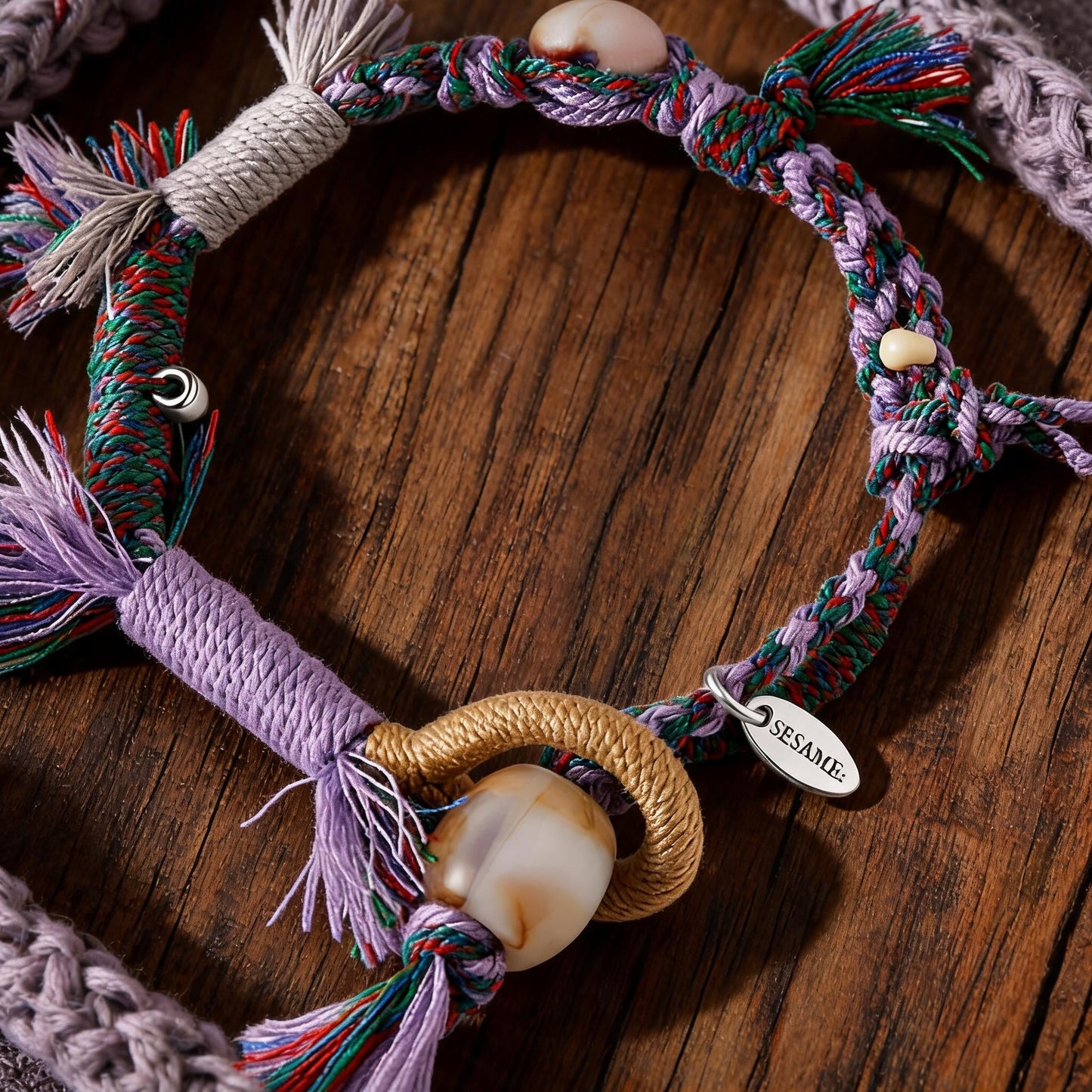 Dream Purple Agate Braided Bracelet texture close-up