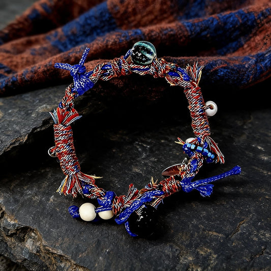 Blue Firework Agate Braided Bracelet front full view