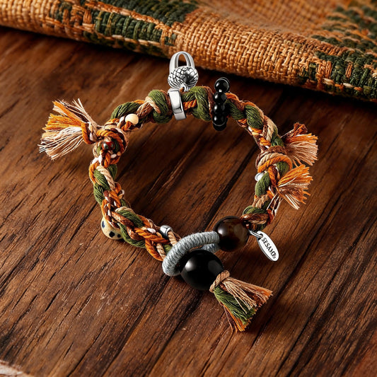 Forest Ring Agate Braided Bracelet front full view