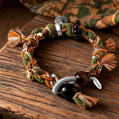 Forest Ring Agate Braided Bracelet texture close-up