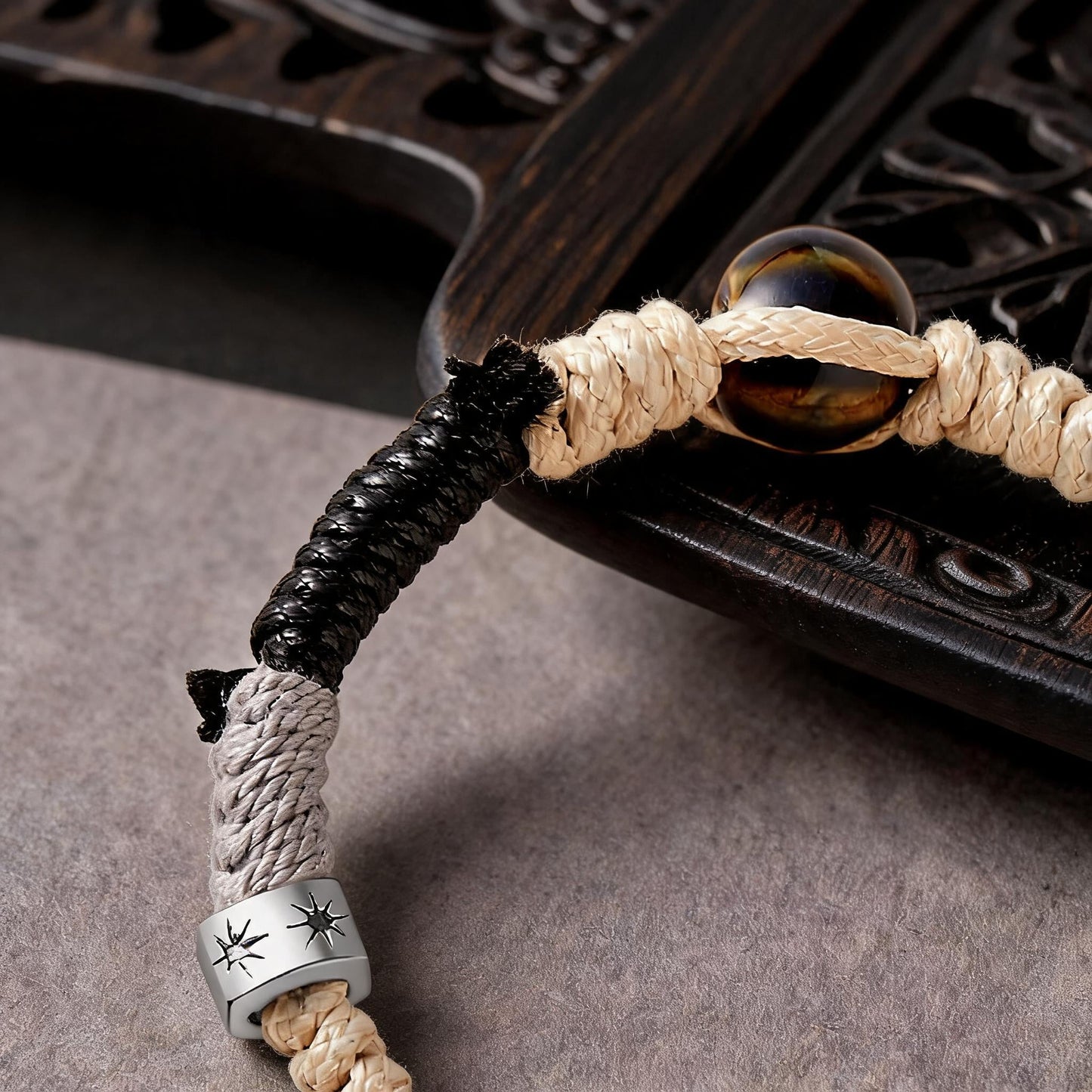Mystic Realm Agate Braided Bracelet bead detail