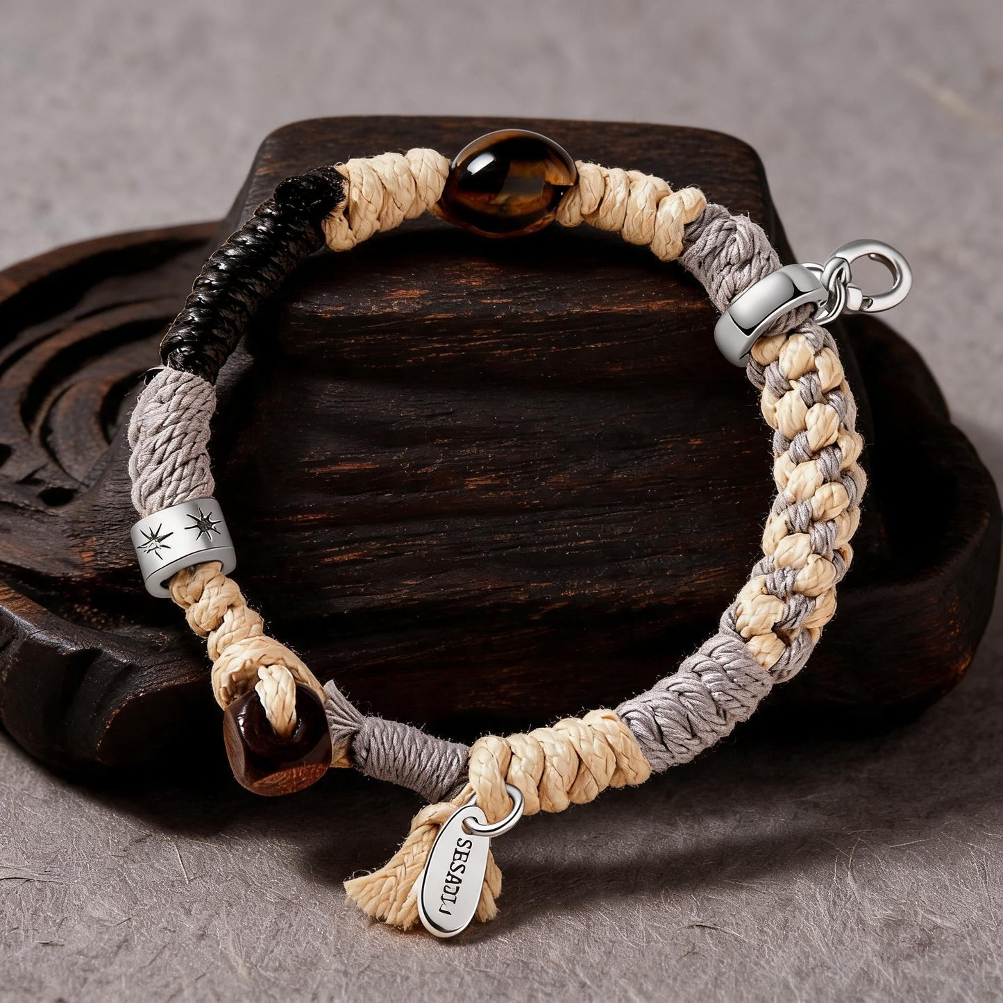 Mystic Realm Agate Braided Bracelet texture close-up