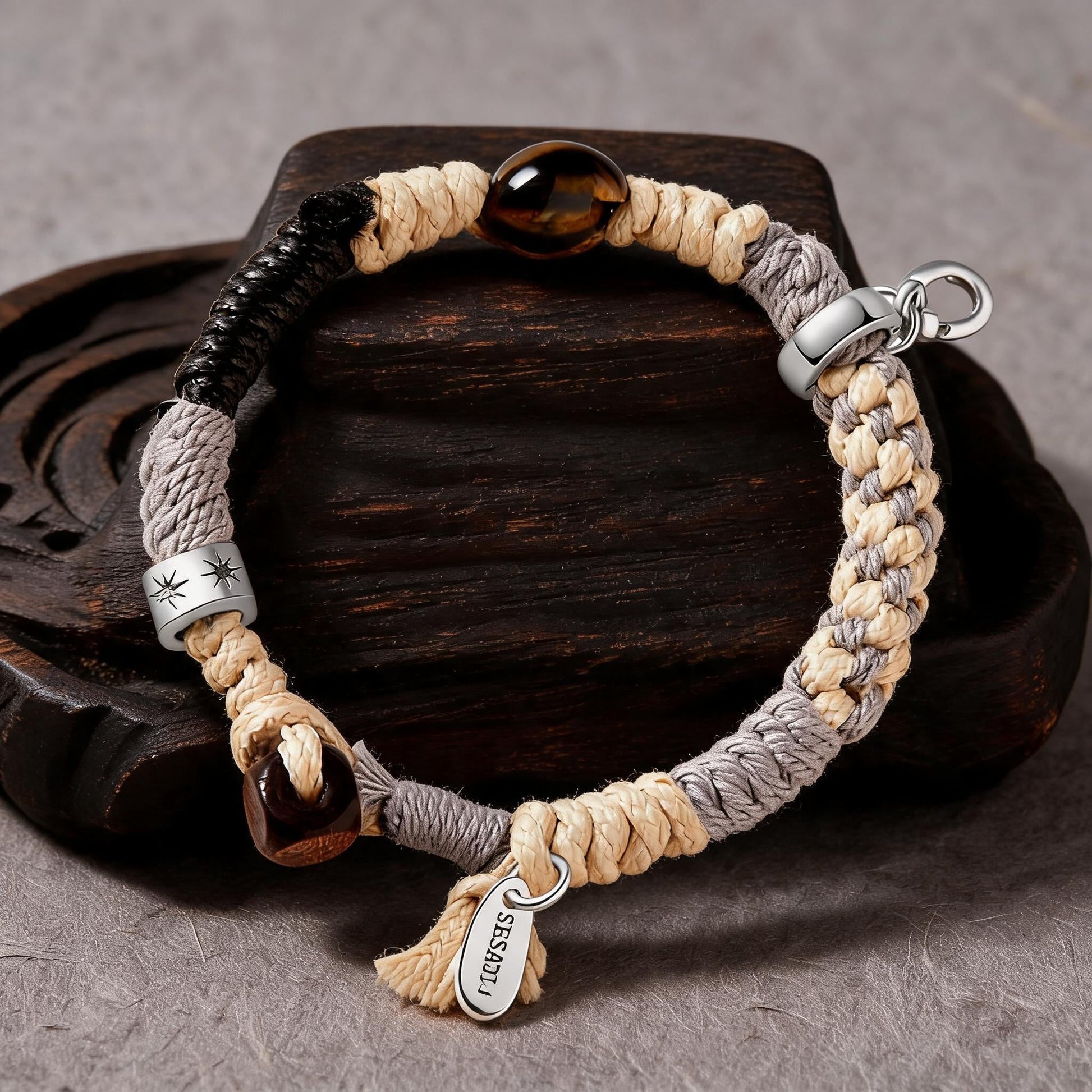 Mystic Realm Agate Braided Bracelet texture close-up