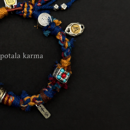 One-of-a-Kind Multicolor Braided Multi-Charm Bracelet - decorative charm and bead detail