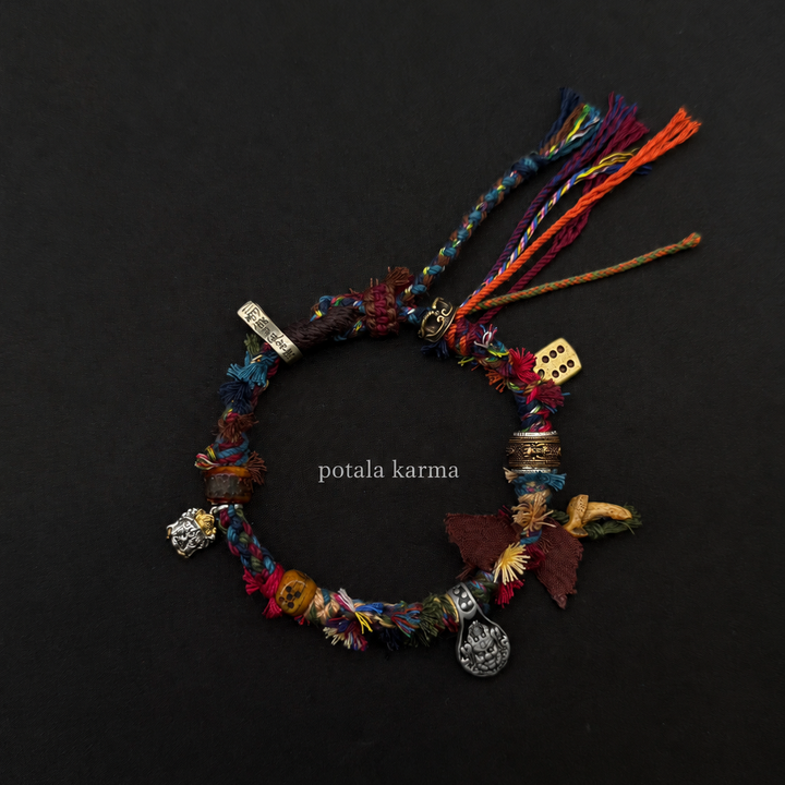 One-of-a-Kind Patchwork Braided Charm Bracelet