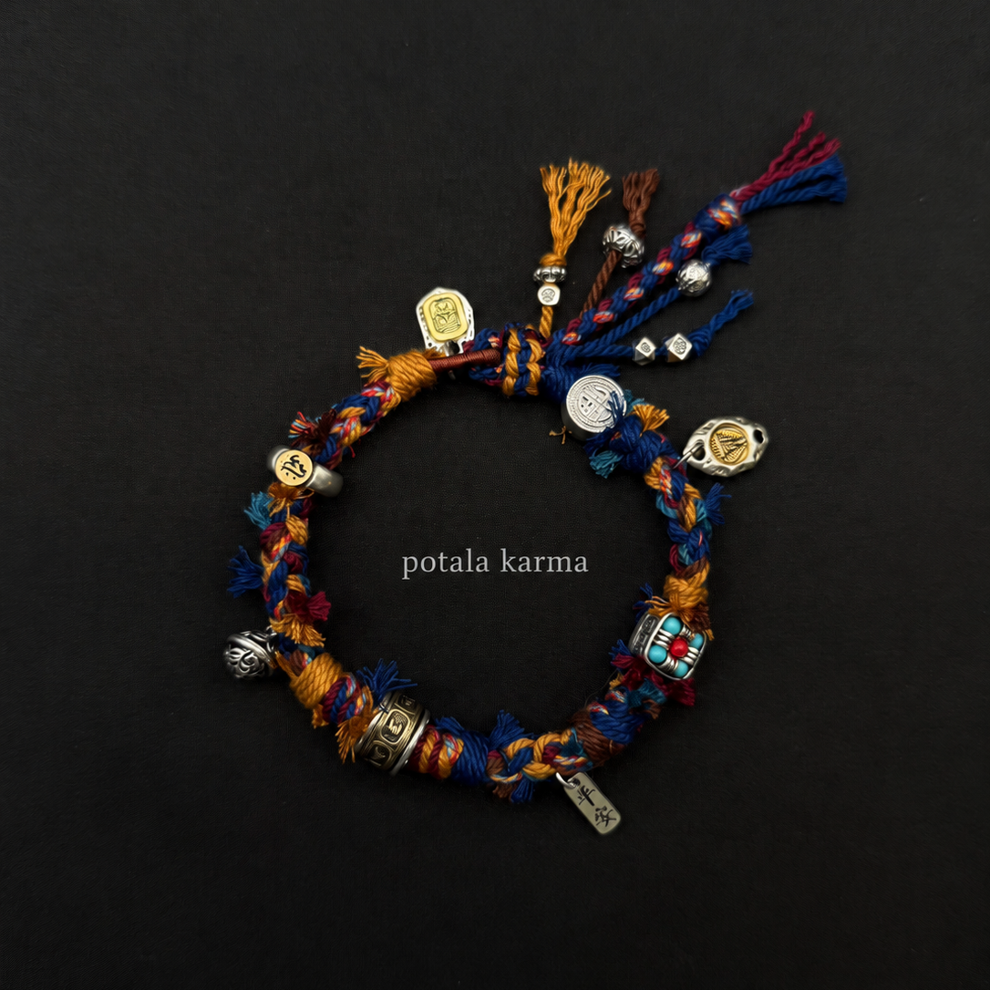 One-of-a-Kind Multicolor Braided Multi-Charm Bracelet - front view