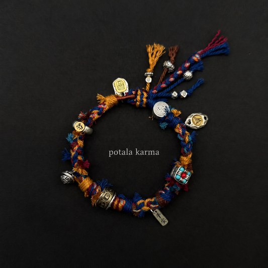 One-of-a-Kind Multicolor Braided Multi-Charm Bracelet - front view