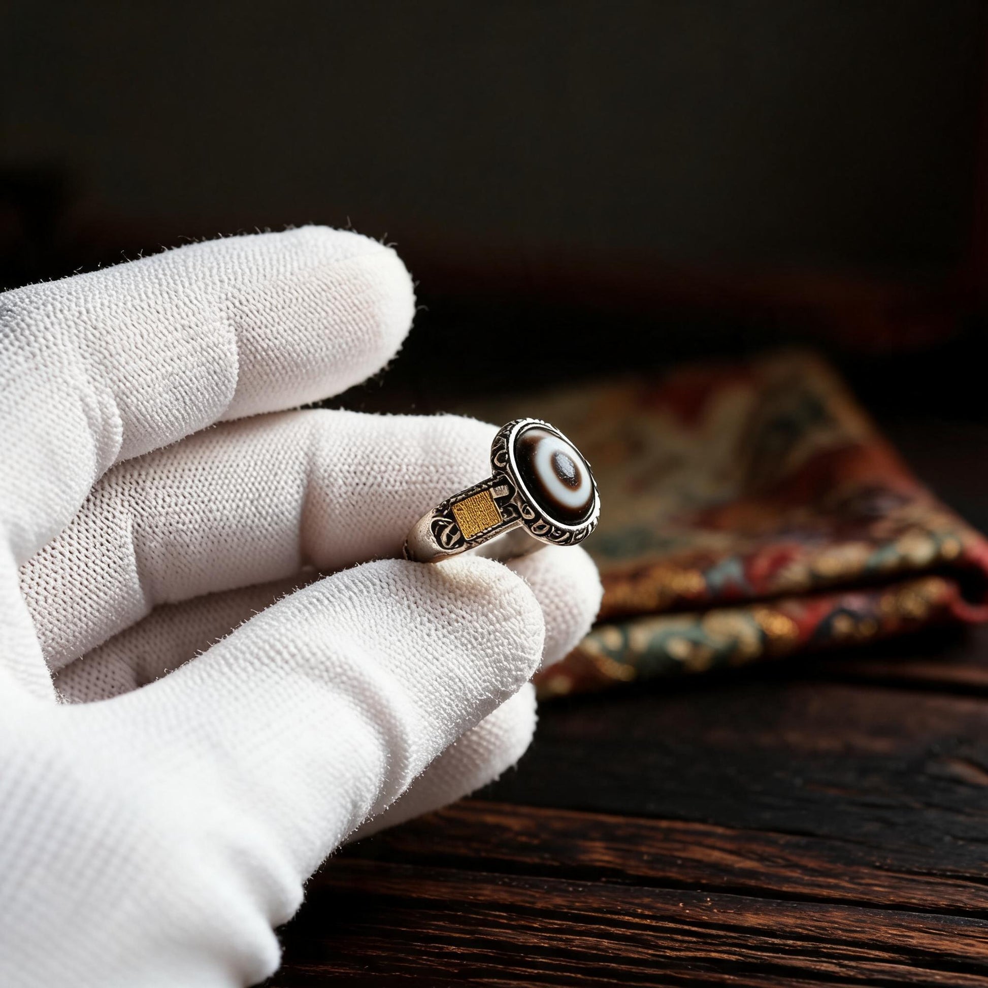 Zaki Lhamo Dzi Eye S925 silver ring craftsmanship inspection