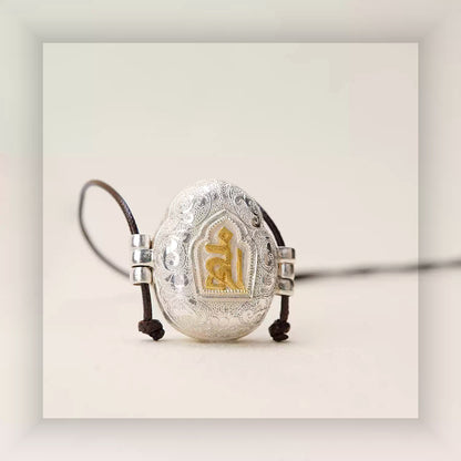 Handcrafted S925 silver gilded wisdom Gau pendant necklace open Gau detail view