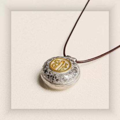 Handcrafted S925 silver gilded wisdom Gau pendant necklace side relief close-up