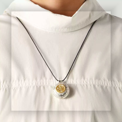 Handcrafted S925 silver gilded wisdom Gau pendant necklace white garment wearing scale view