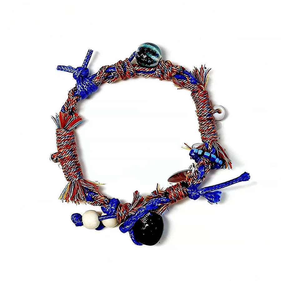 Blue Firework Agate Braided Bracelet front full view