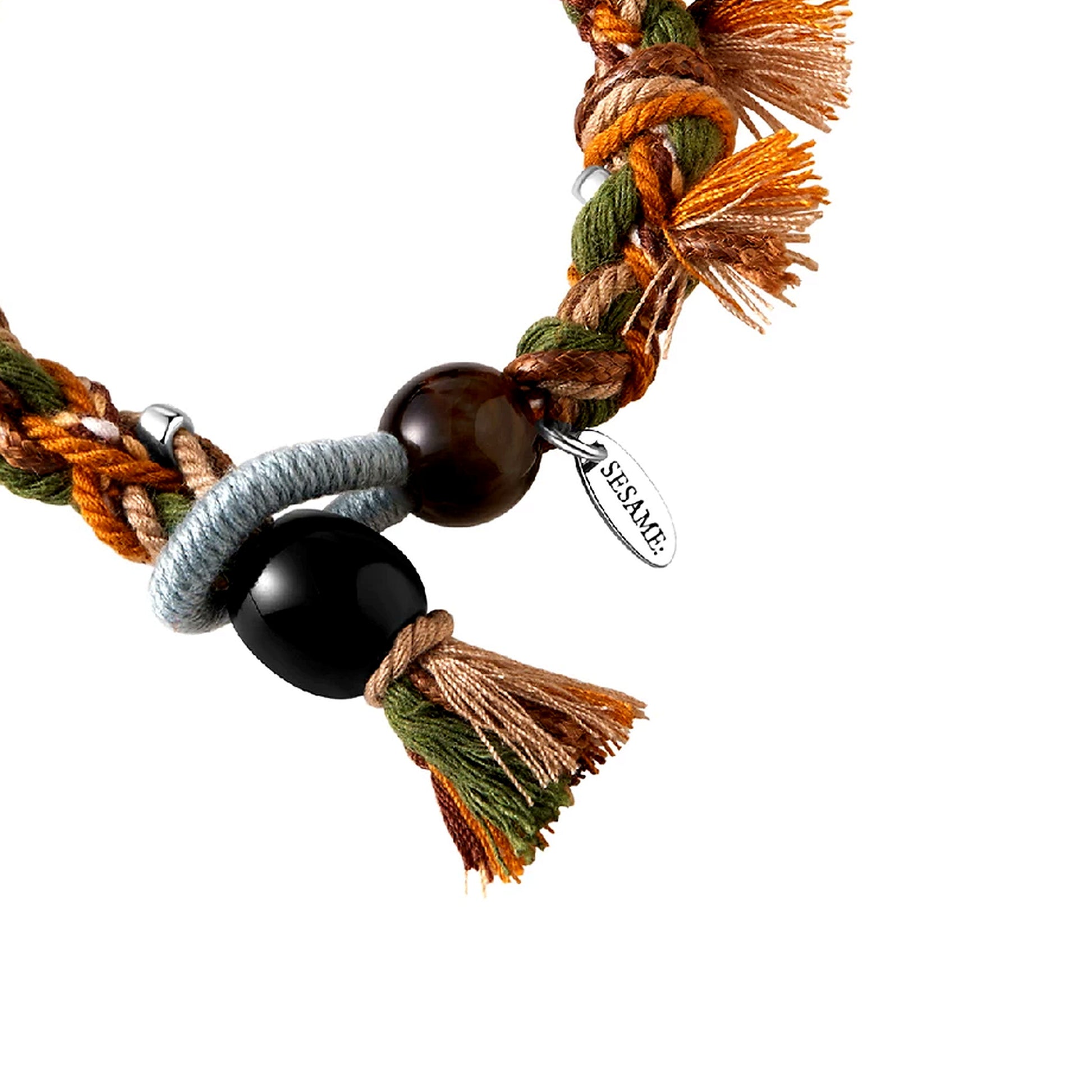 Forest Ring Agate Braided Bracelet braid and charm detail