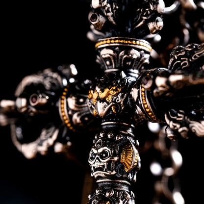 Sumeru Vajrakilaya Phurba pendant in S925 silver side carving detail