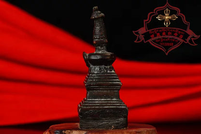 Handcrafted Tibetan six syllable mantra stupa main view