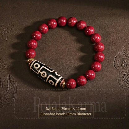 Cinnabar style dzi bead bracelet side view
