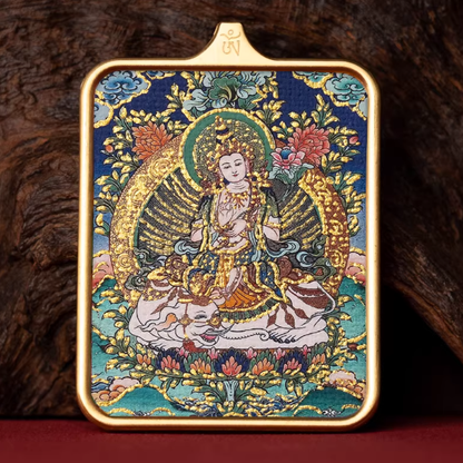 Samantabhadra hand painted thangka pendant main view