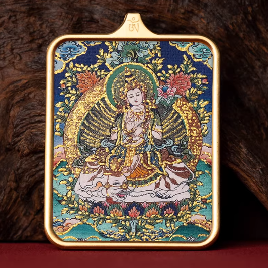 Samantabhadra hand painted thangka pendant main view