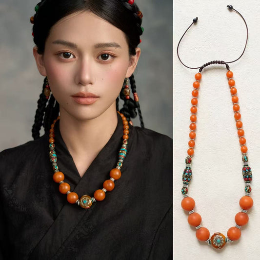 Beeswax style necklace side view