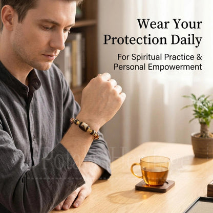 Potala Karma tiger tooth dzi bracelet display view