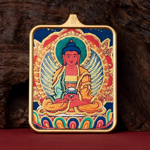 Amitabha Hand-Painted Thangka Pendant