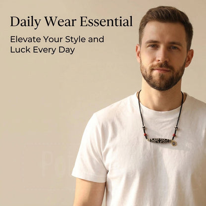 Potala Karma eight eye dzi necklace display view