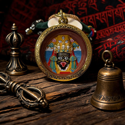 Zaki Lhamo medicine clay thangka pendant necklace main view